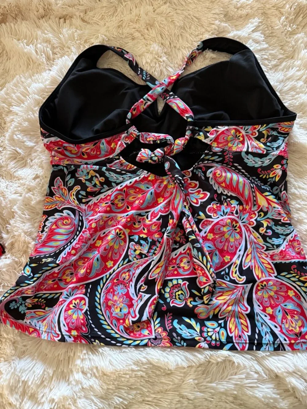 NWOT XL Paisley Floral Padded Tankini Swim Top